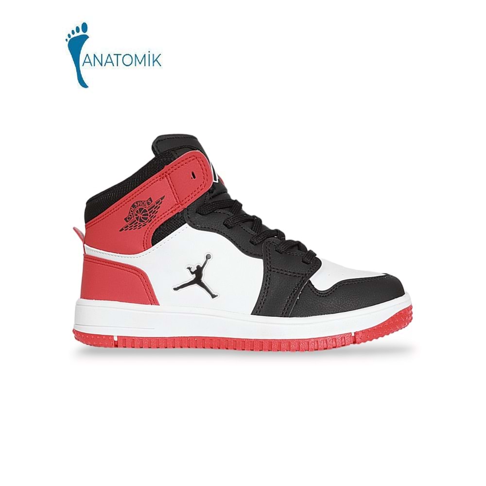 Konfores 1879 Anatomik Tabanlı Unisex Yüksek Bilekli Sneakers Ayakkabı - NKT01879-siyah kırmızı-40