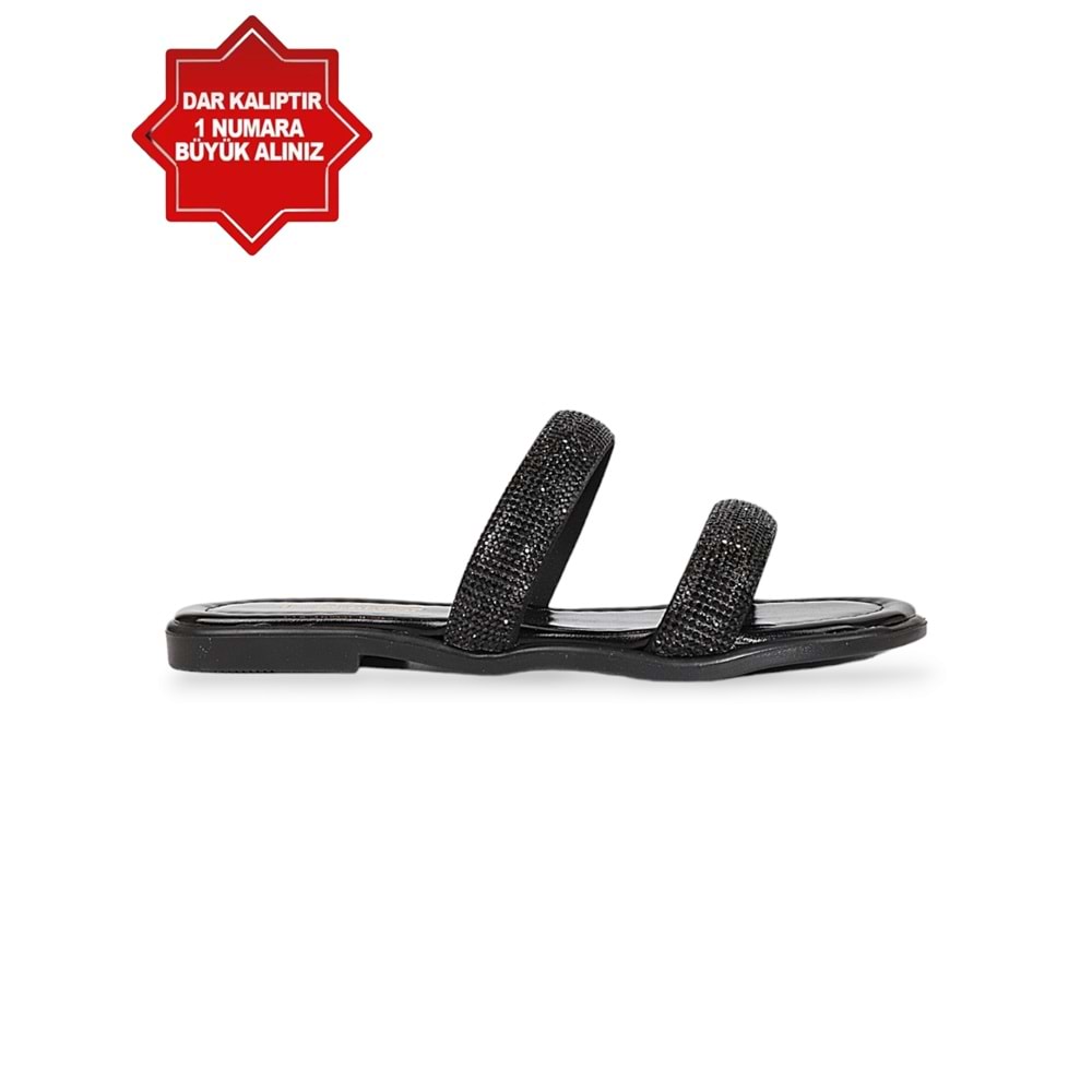 Konfores 1884-246016 Kadın Günlük ve Abiye Taşlı Terlik - NKT01884-siyah-40