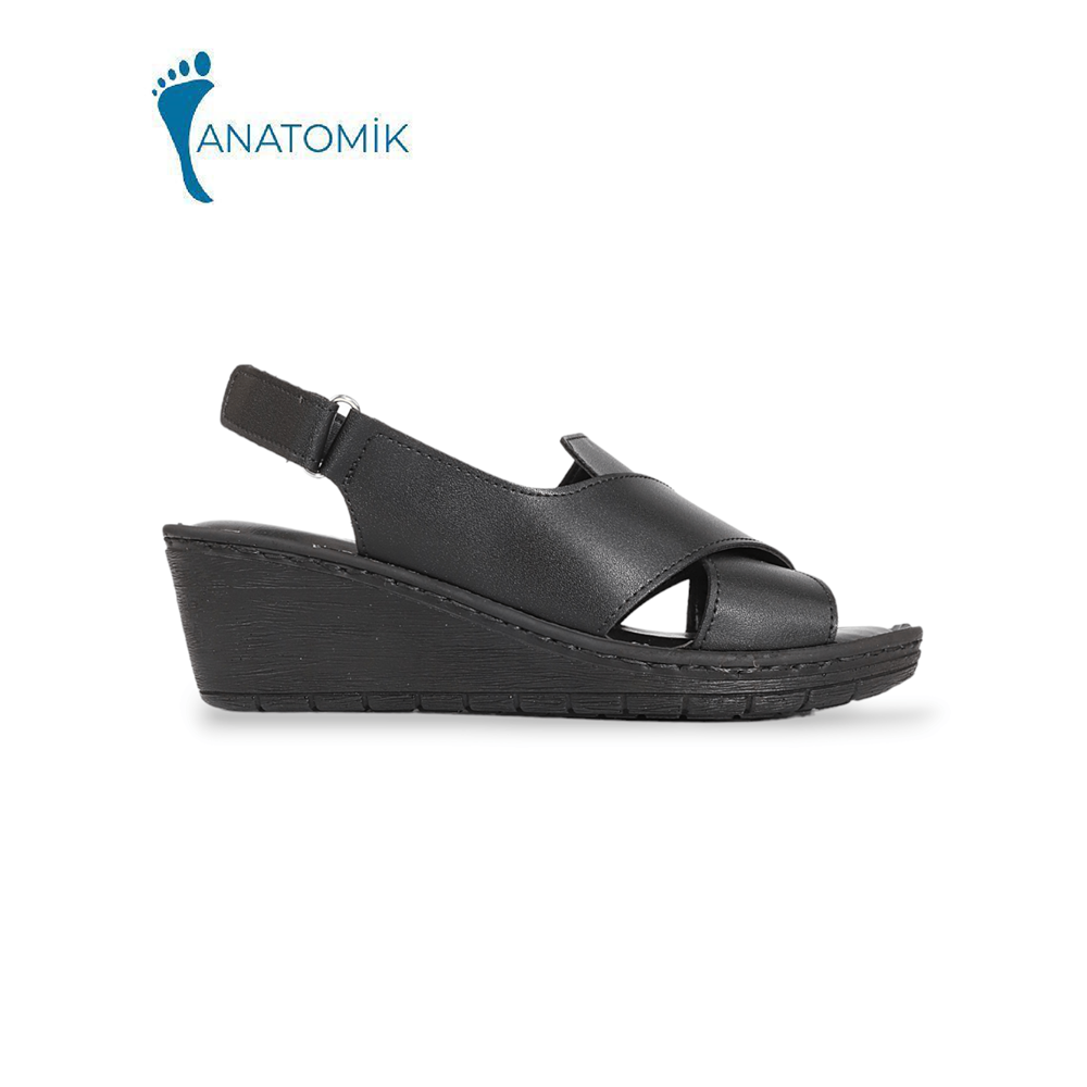 Konfores 1911-390240 Tam Anatomik Tabanlı Kadın Sandalet - NKT01911-siyah-40