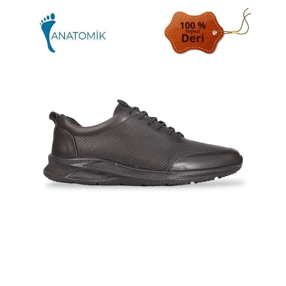 Konfores 1934-532130 Hakiki Deri Anatomik Tabanlı Erkek Günlük Ayakkabı - NKT01934-siyah-40
