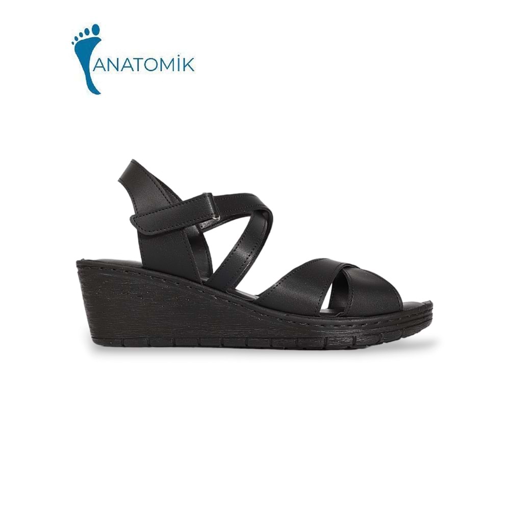 Konfores 1938-390242 Tam Anatomik Tabanlı Kadın Sandalet - NKT01938-siyah-36
