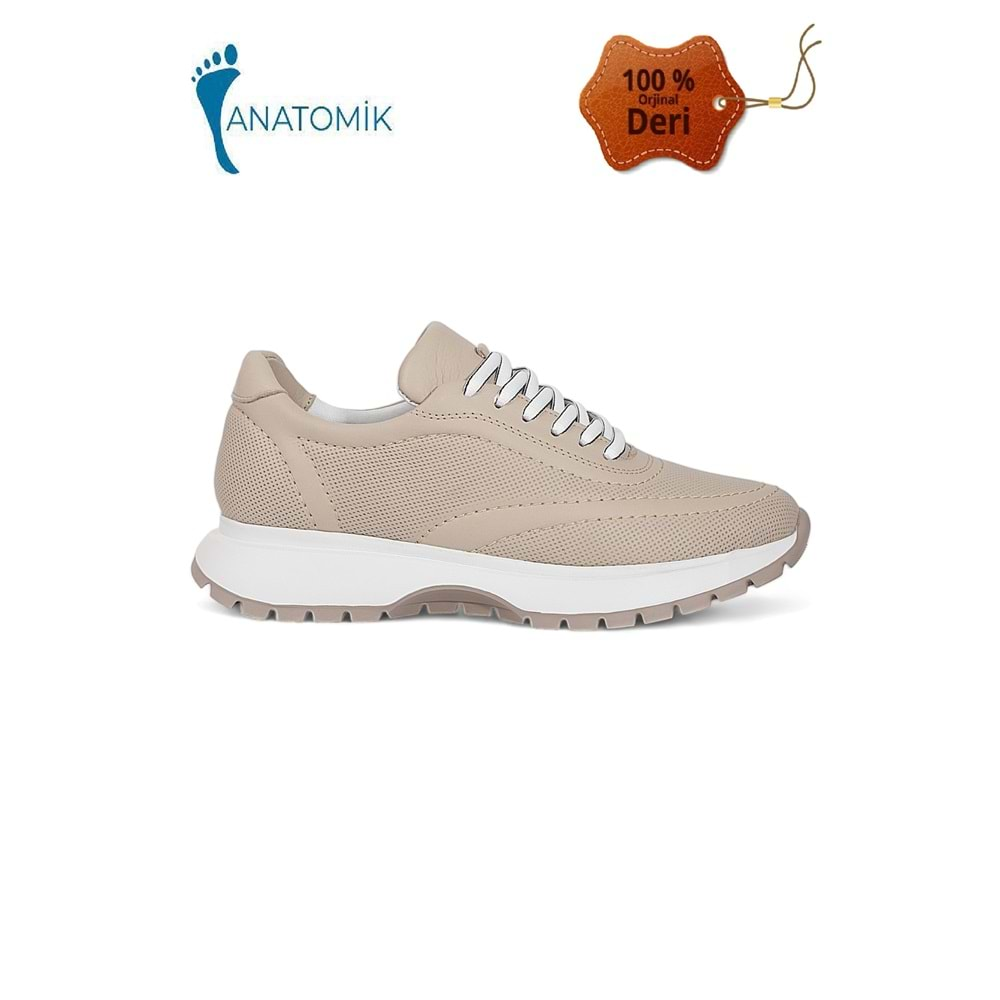 Konfores 1965-273061 Hakiki Deri Anatomik Tabanlı Kadın Sneakers Ayakkabı - NKT01965-BEJ-38