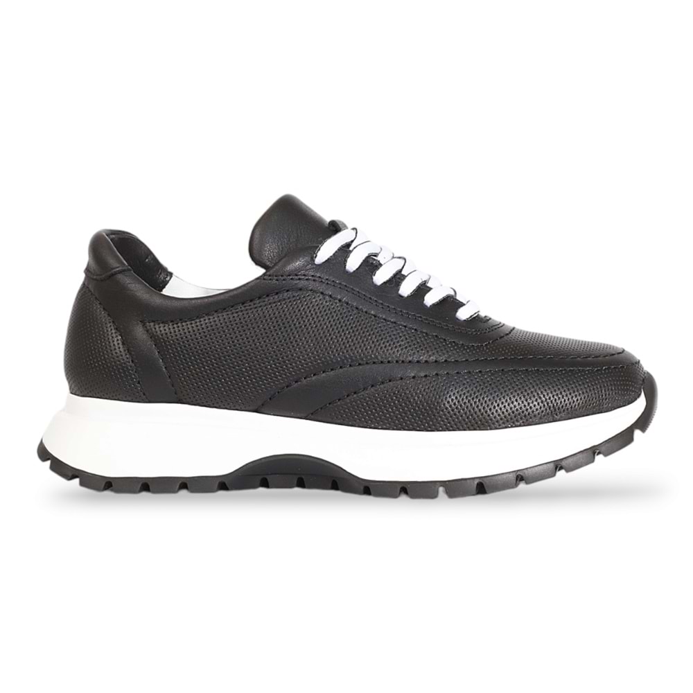 Konfores 1965-273061 Hakiki Deri Anatomik Tabanlı Kadın Sneakers Ayakkabı - NKT01965-siyah beyaz-36