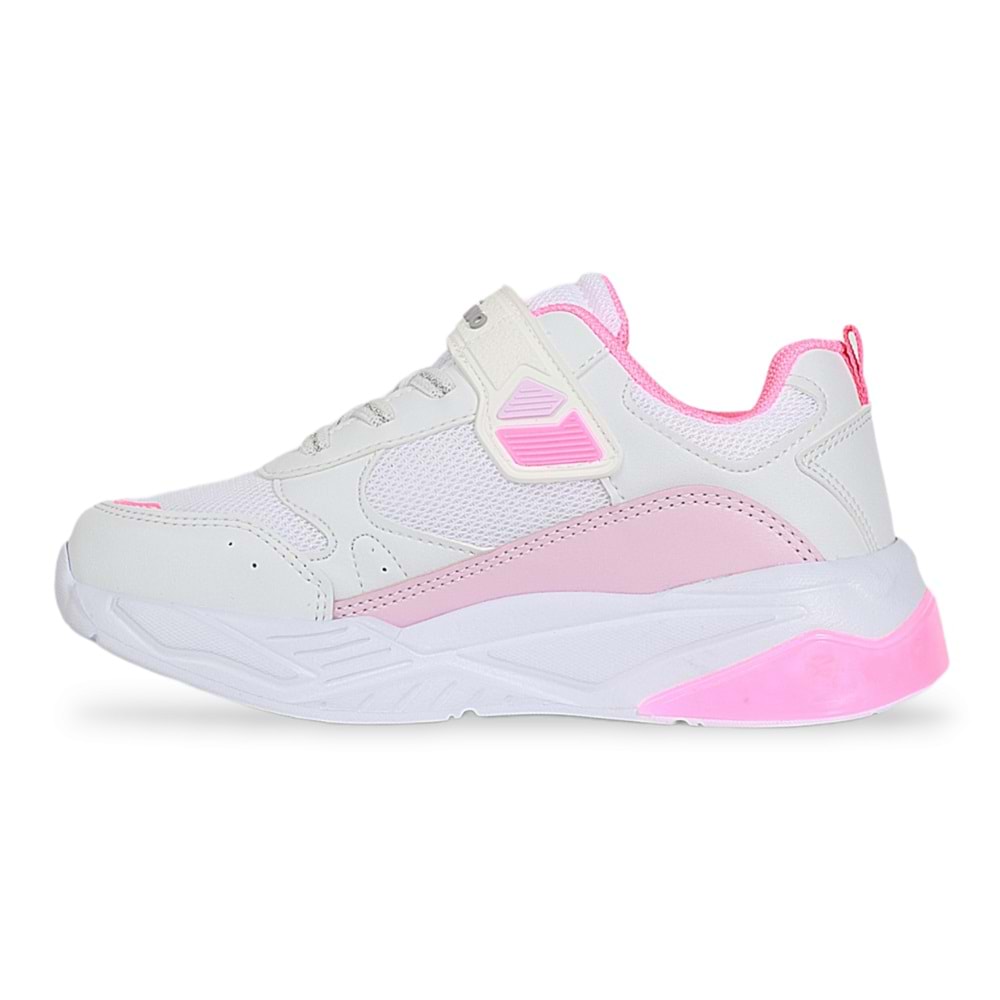 Kidessa 1967 Işıklı Anatomik Tabanlı Çocuk Günlük Spor Ayakkabı - NKT01967-beyaz pembe-26