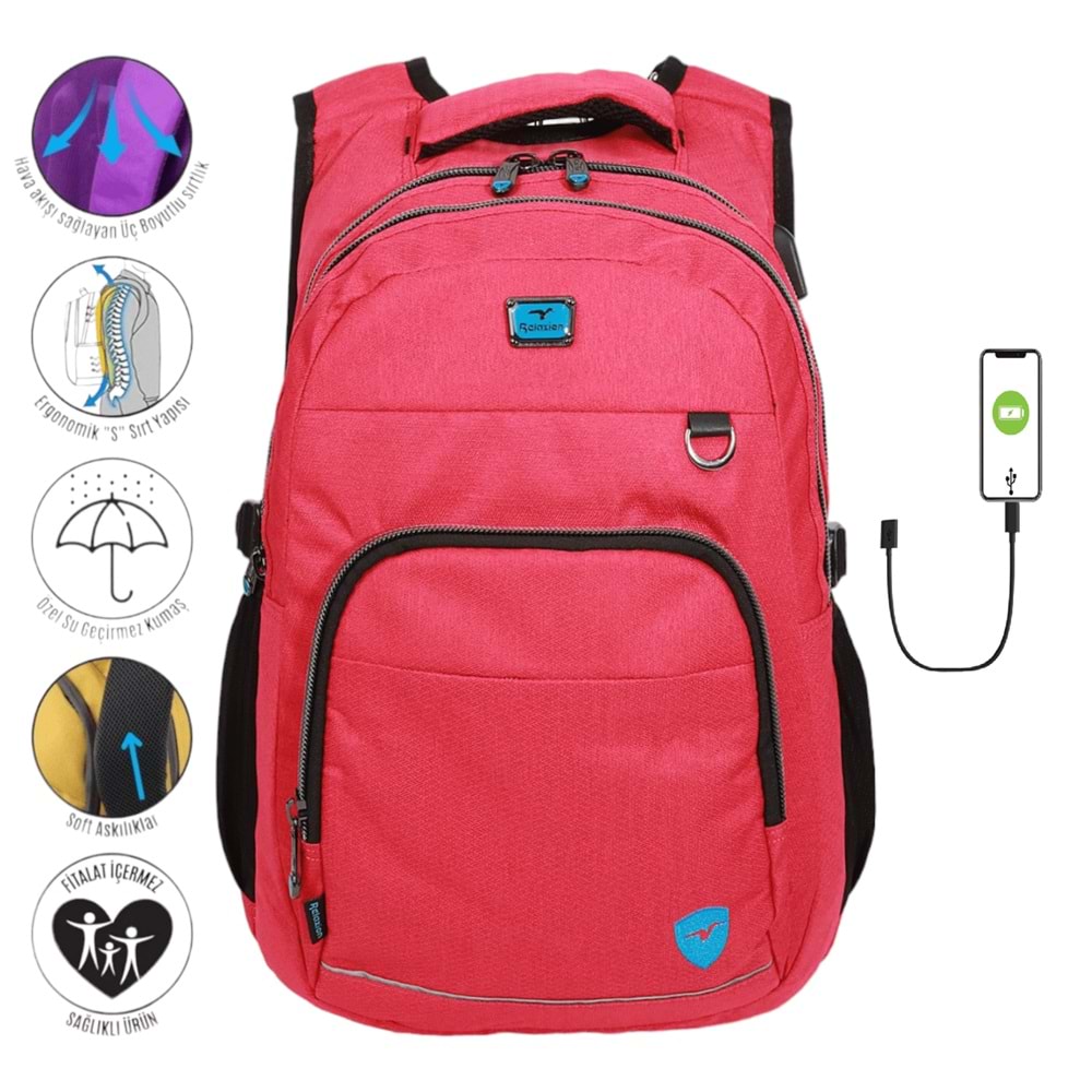 Konfores 1969-2238 Unisex Anatomik Yarasa Sırt Okul Çantası - NKT01969-PEMBE-TEK EBAT