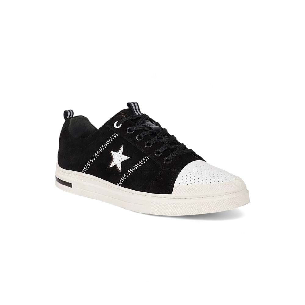Konfores 1989-573219 Hakiki Deri Anatomik Tabanlı Erkek Sneakers Ayakkabı - NKT01989-Siyah Süet-42