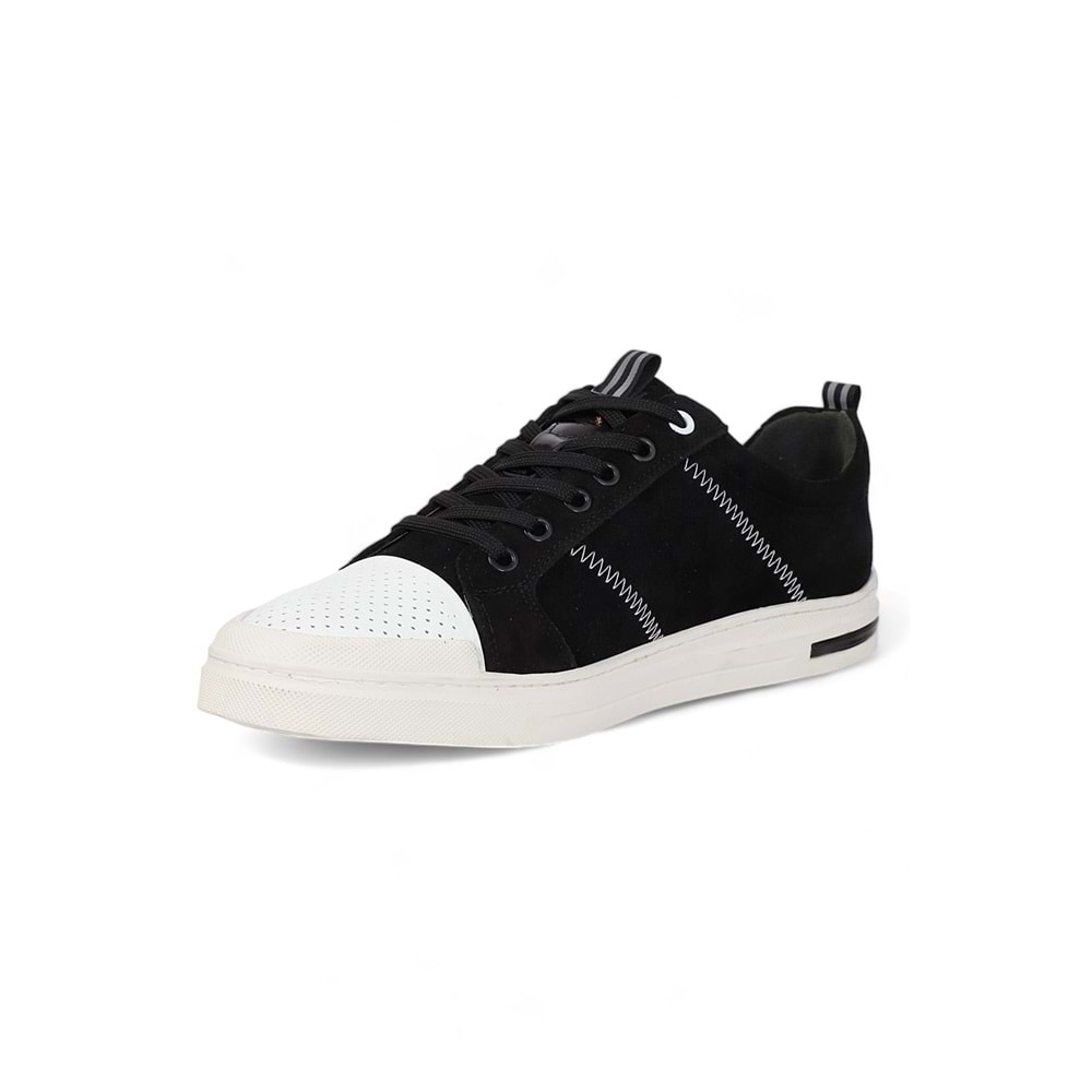 Konfores 1989-573219 Hakiki Deri Anatomik Tabanlı Erkek Sneakers Ayakkabı - NKT01989-Siyah Süet-42