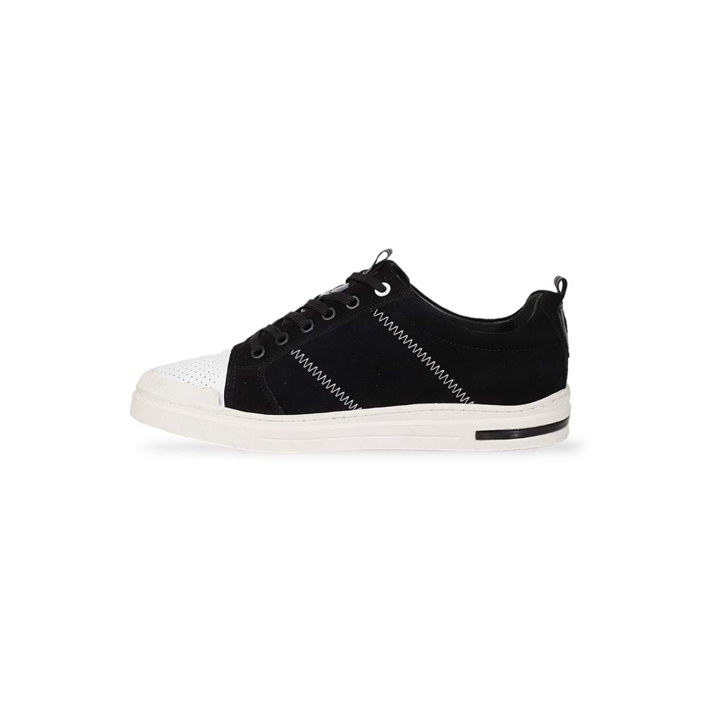 Konfores 1989-573219 Hakiki Deri Anatomik Tabanlı Erkek Sneakers Ayakkabı - NKT01989-Siyah Süet-42