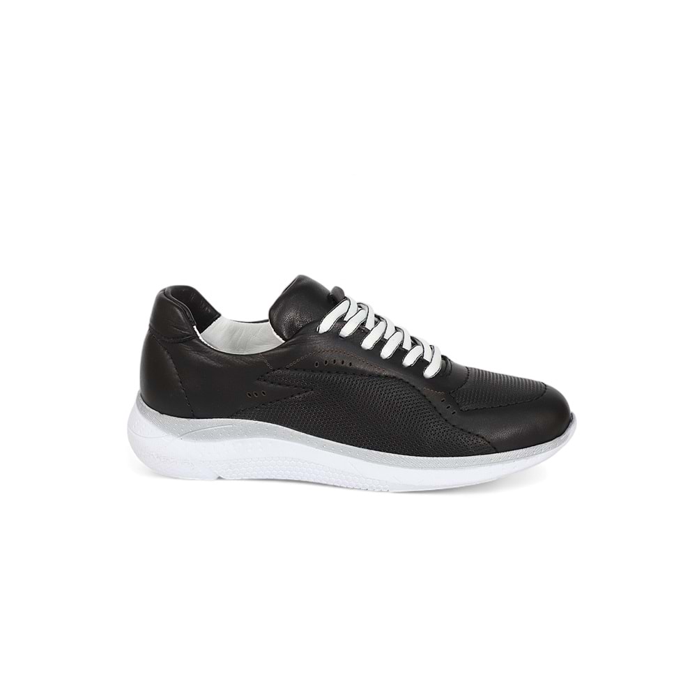 Konfores 2005-273075 Hakiki Deri Anatomik Tabanlı Kadın Sneakers Ayakkabı - NKT02005-siyah beyaz-36