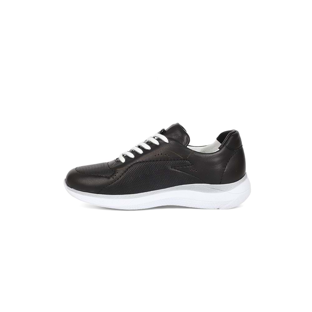 Konfores 2005-273075 Hakiki Deri Anatomik Tabanlı Kadın Sneakers Ayakkabı - NKT02005-siyah beyaz-36