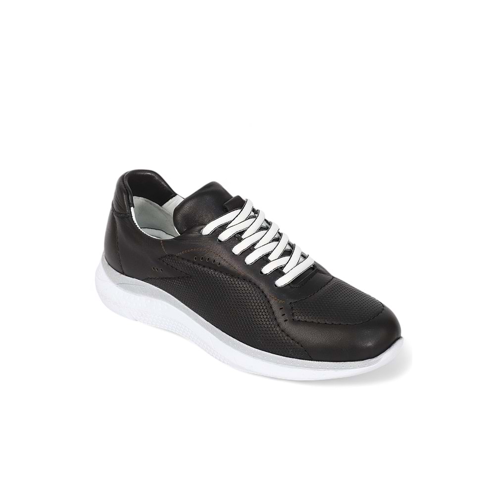 Konfores 2005-273075 Hakiki Deri Anatomik Tabanlı Kadın Sneakers Ayakkabı - NKT02005-siyah beyaz-36