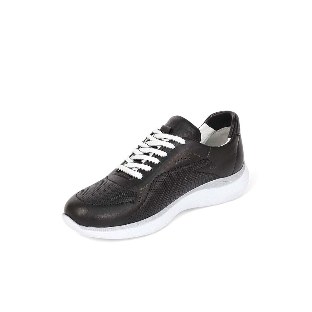 Konfores 2005-273075 Hakiki Deri Anatomik Tabanlı Kadın Sneakers Ayakkabı - NKT02005-siyah beyaz-36