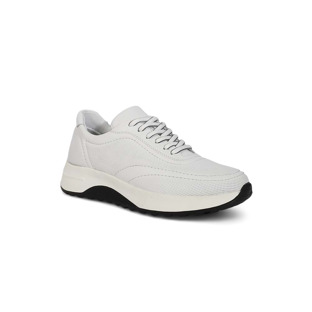 Konfores 2014-273080 Hakiki Deri Anatomik Tabanlı Erkek Sneakers Ayakkabı - NKT02014-BEYAZ-40