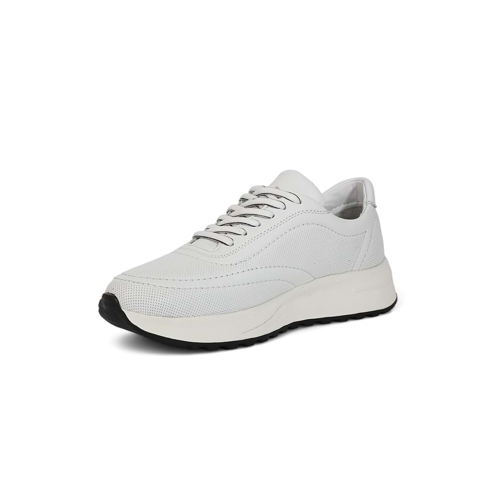 Konfores 2014-273080 Hakiki Deri Anatomik Tabanlı Erkek Sneakers Ayakkabı - NKT02014-BEYAZ-40