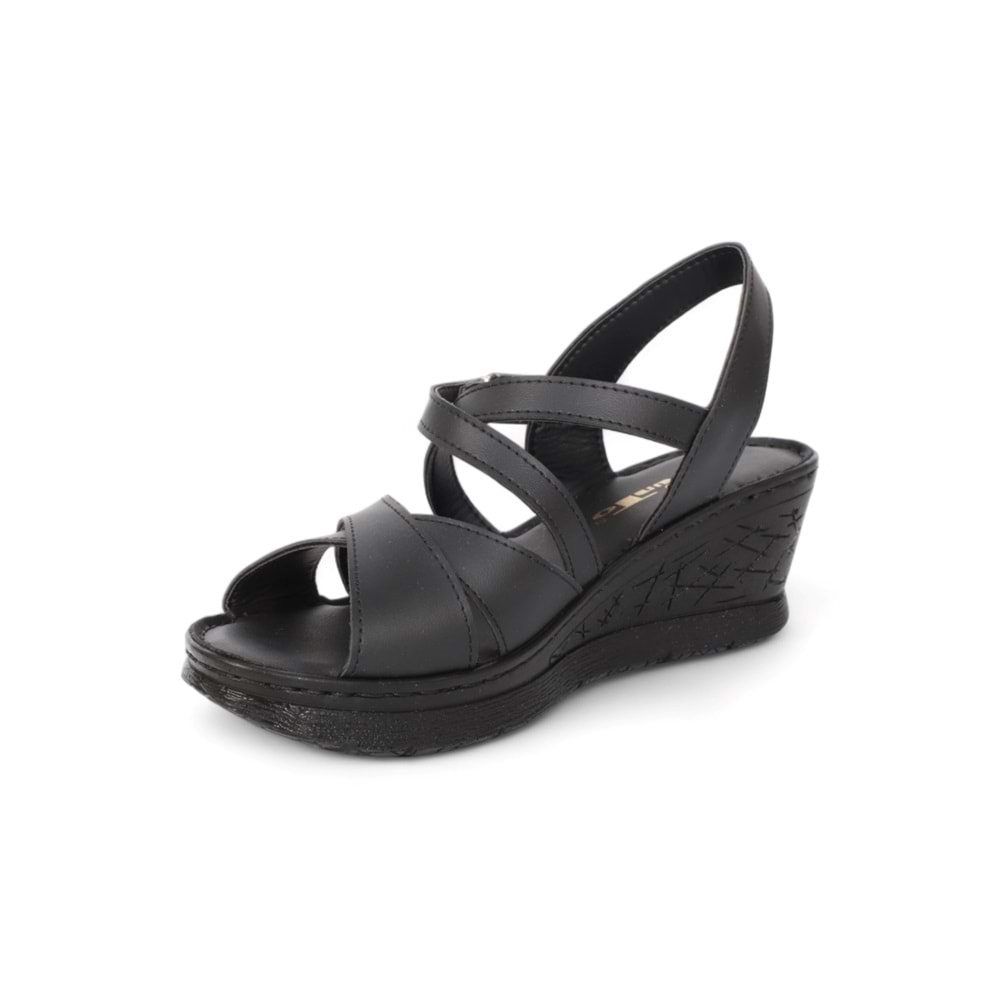 Konfores 2026-492075 Tam Anatomik Tabanlı Kadın Sandalet - NKT02026-siyah-36