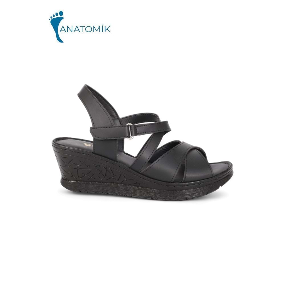 Konfores 2026-492075 Tam Anatomik Tabanlı Kadın Sandalet - NKT02026-siyah-36