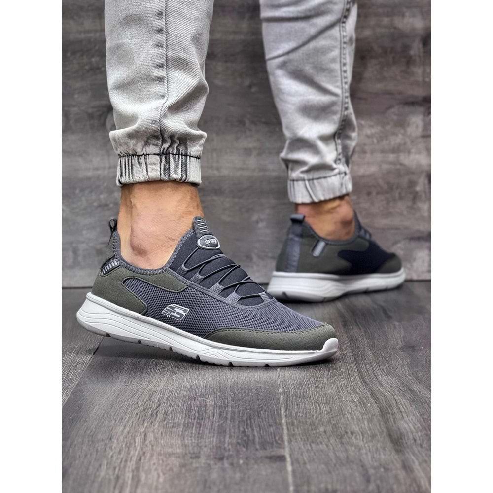 Konfores 2038 Anatomik Tabanlı Bağcıksız Yürüyüş & Koşu Ayakkabısı - NKT02038-Füme-44