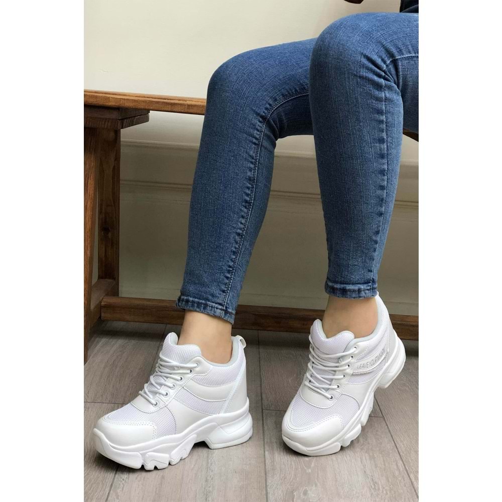 Konfores 2069 Anatomik Gizli Dolgu Tabanlı Kadın Sneakers Ayakkabı - NKT02069-BEYAZ-40