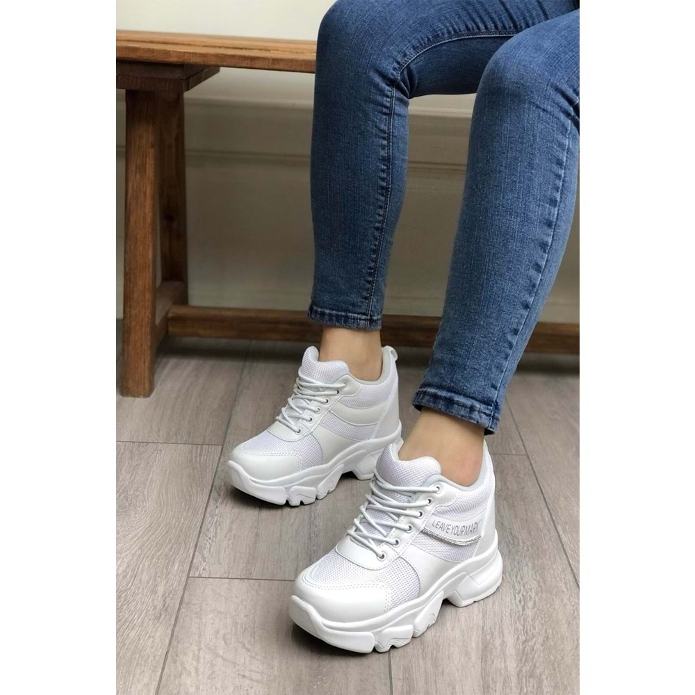 Konfores 2069 Anatomik Gizli Dolgu Tabanlı Kadın Sneakers Ayakkabı - NKT02069-BEYAZ-40