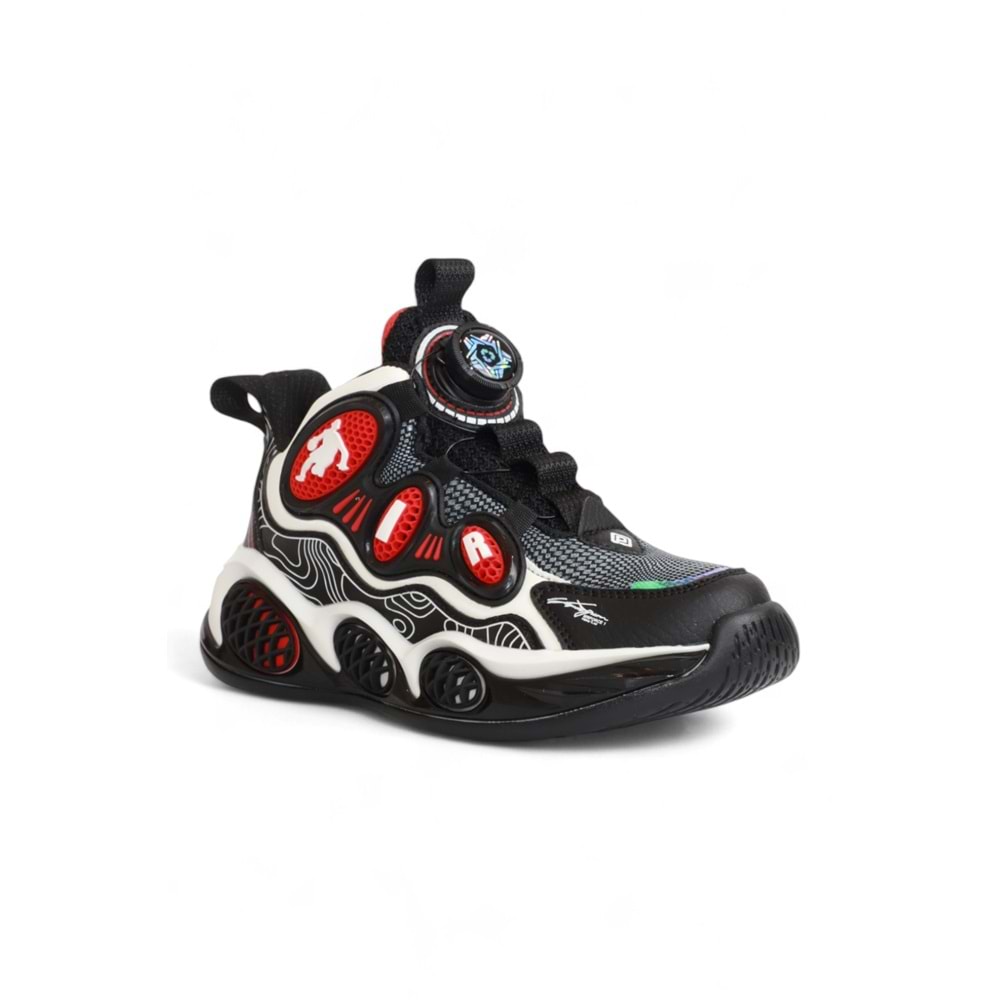 Kidessa 2081 Anatomik Tabanlı Otomatik Bağcıklı Unisex Çocuk Basketbol Ayakkabısı - NKT02081-siyah kırmızı-31
