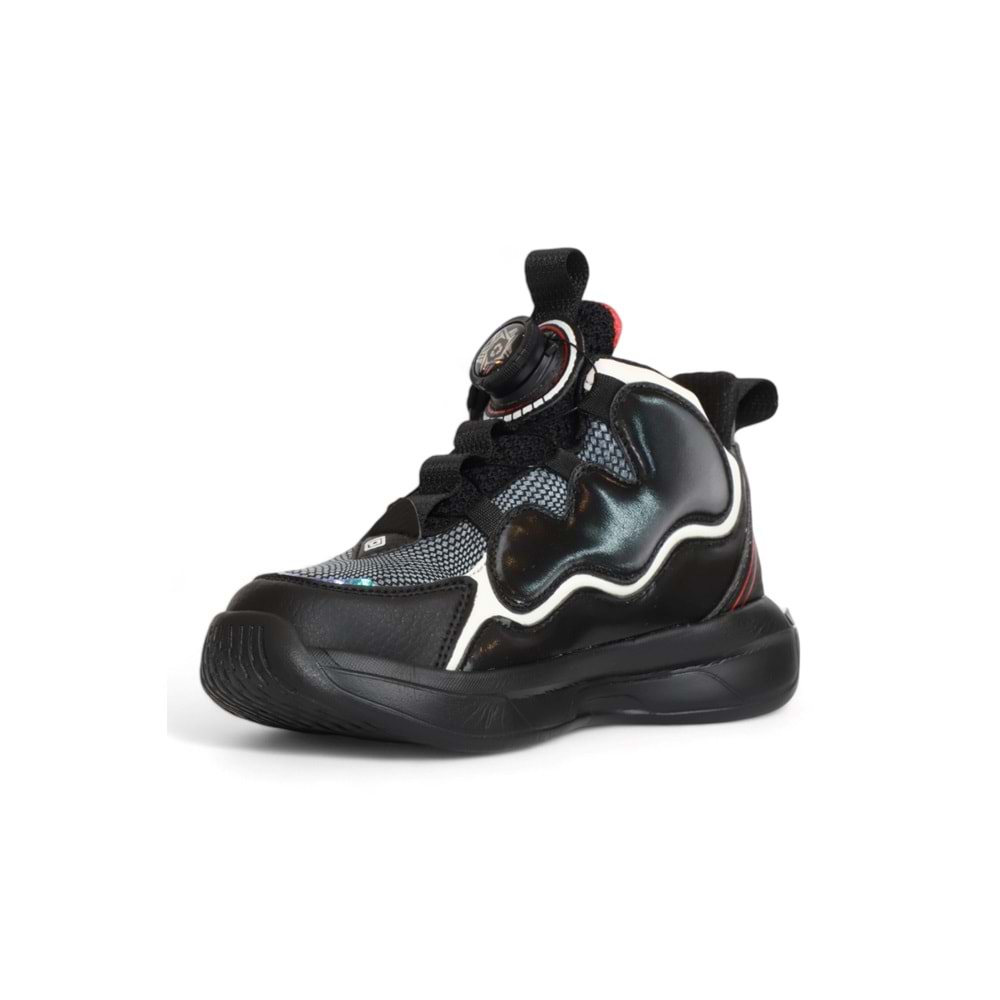 Kidessa 2081 Anatomik Tabanlı Otomatik Bağcıklı Unisex Çocuk Basketbol Ayakkabısı - NKT02081-siyah kırmızı-31