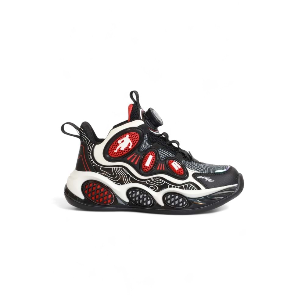 Kidessa 2081 Anatomik Tabanlı Otomatik Bağcıklı Unisex Çocuk Basketbol Ayakkabısı - NKT02081-siyah kırmızı-31