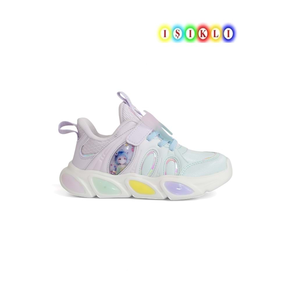 Kidessa 2085-Pepino Anatomik Tabanlı Kız Çocuk Günlük Işıklı Spor Ayakkabı - NKT02085-mavi-27