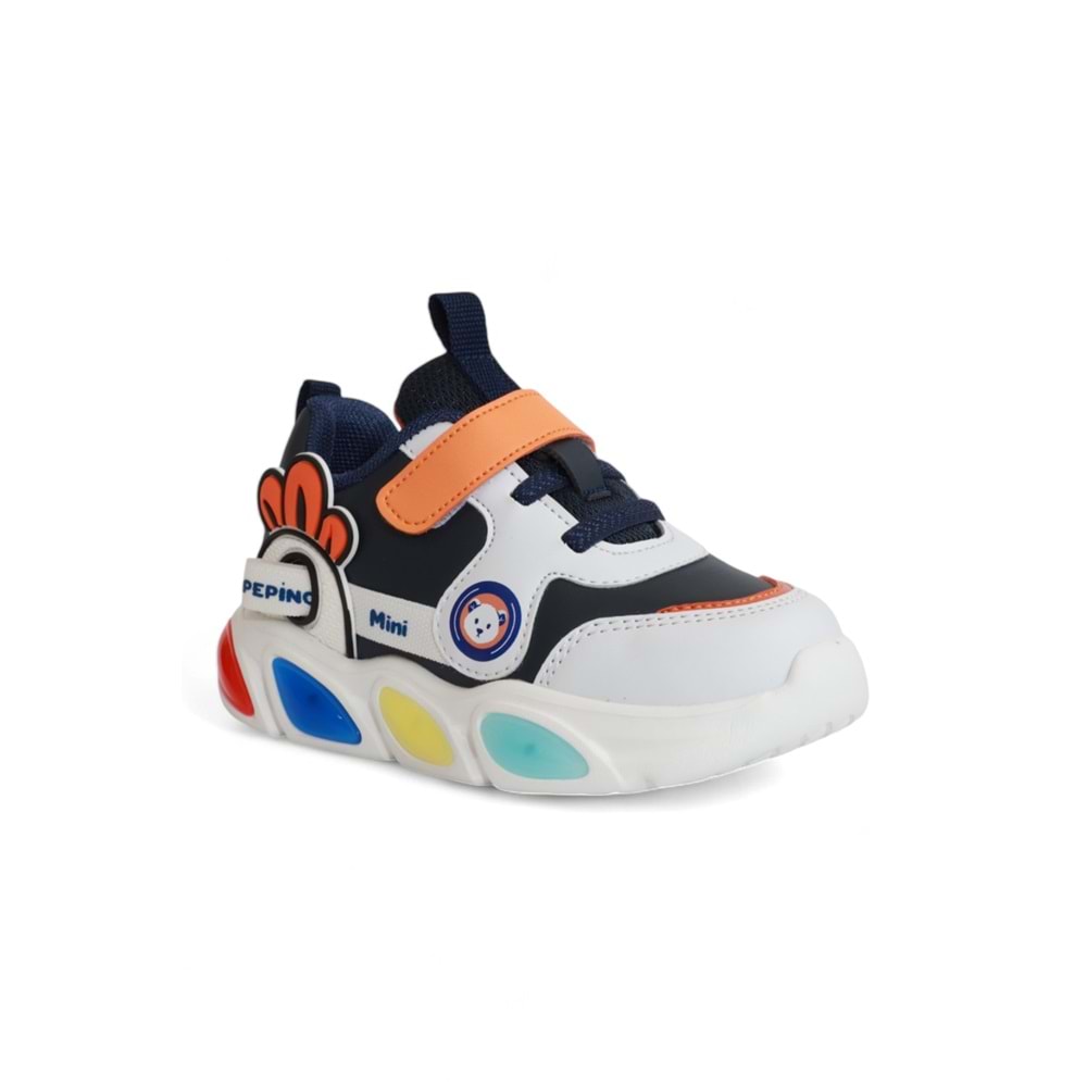 Kidessa 2086-Pepino Anatomik Tabanlı Çocuk Unisex Günlük Işıklı Spor Ayakkabı - NKT02086-Beyaz Lacivert-23
