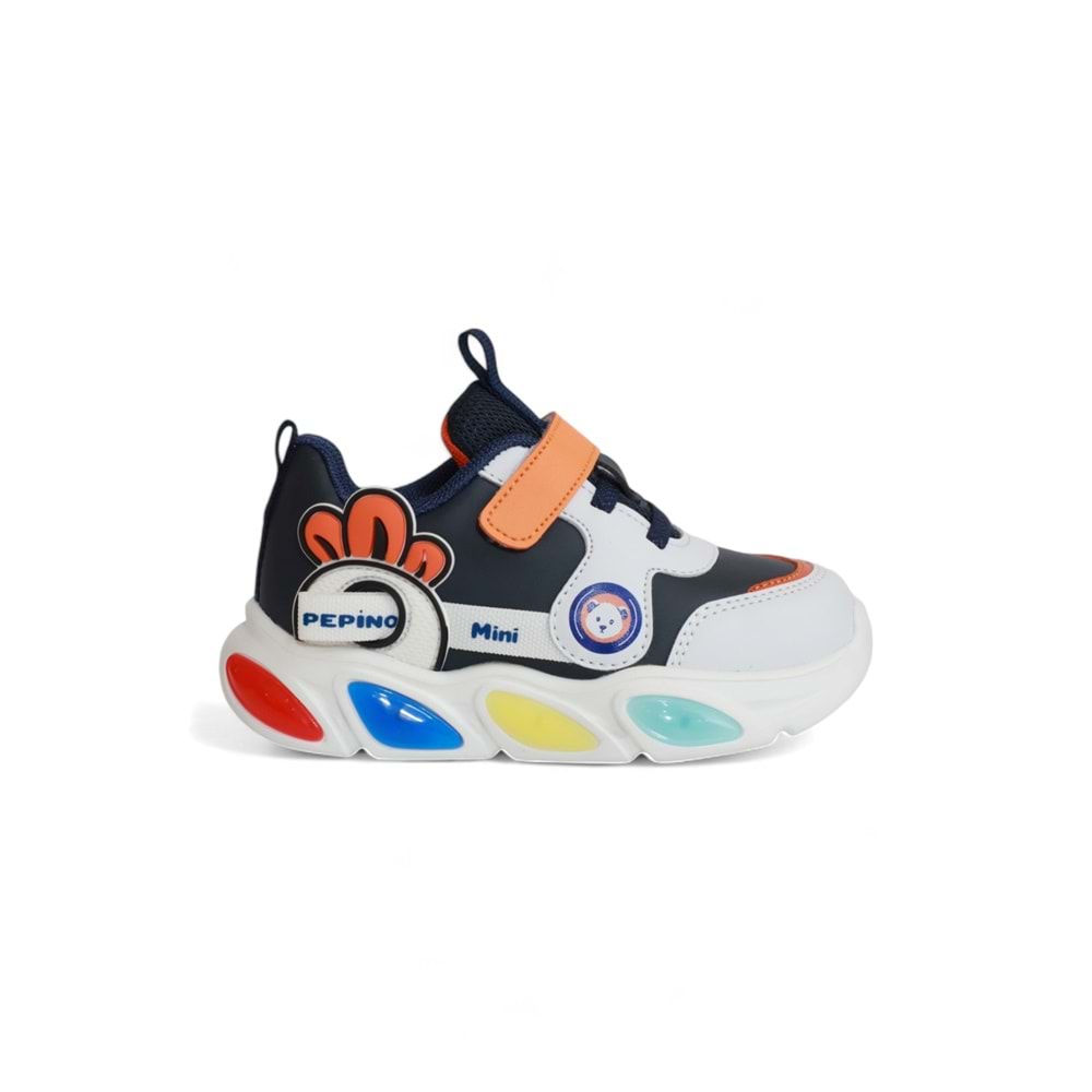 Kidessa 2086-Pepino Anatomik Tabanlı Çocuk Unisex Günlük Işıklı Spor Ayakkabı - NKT02086-Beyaz Lacivert-23