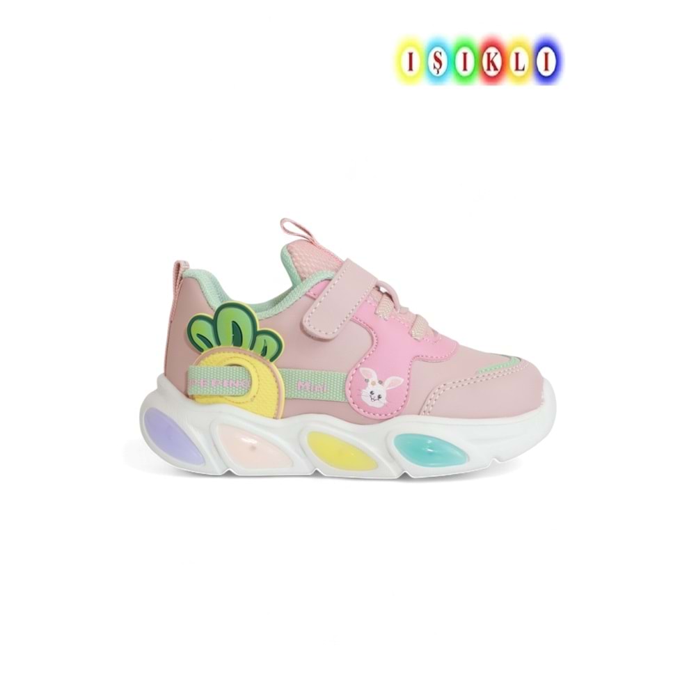 Kidessa 2086-Pepino Anatomik Tabanlı Çocuk Unisex Günlük Işıklı Spor Ayakkabı - NKT02086-PUDRA-23