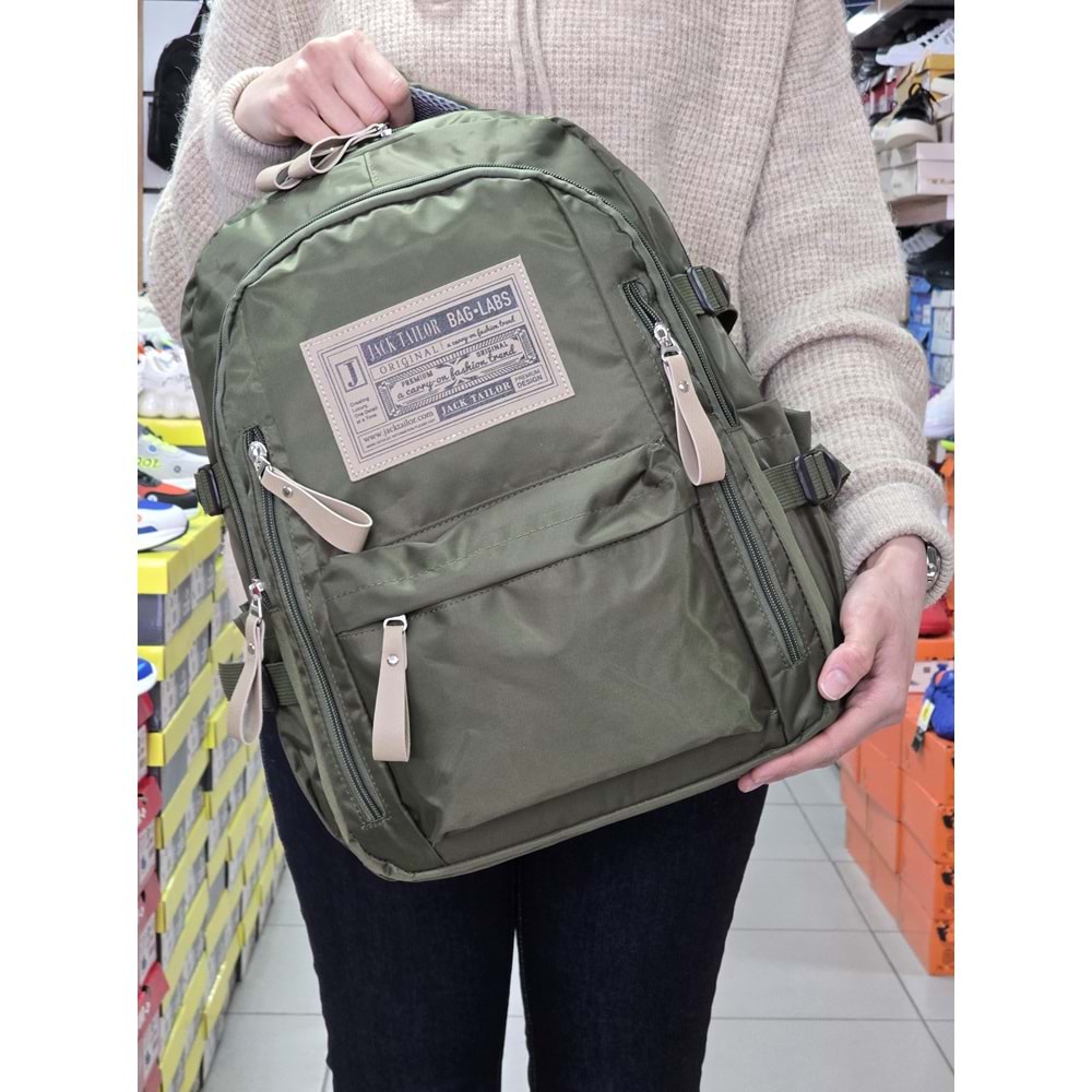 Jack Taılor 2111-60010 Unisex Anatomik Sırt Destekli Günlük ve Okul Sırt Çantası - NKT02111-haki-TEKEBAT