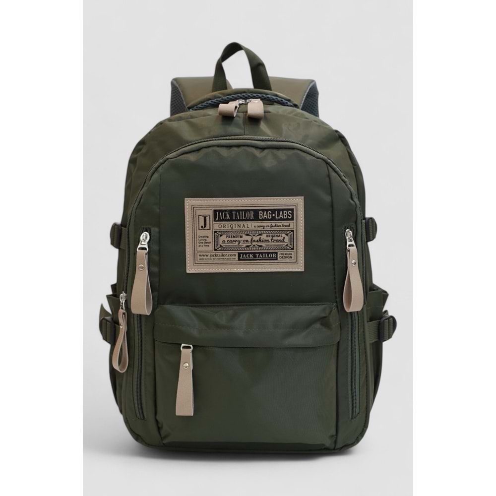 Jack Taılor 2111-60010 Unisex Anatomik Sırt Destekli Günlük ve Okul Sırt Çantası - NKT02111-haki-TEKEBAT