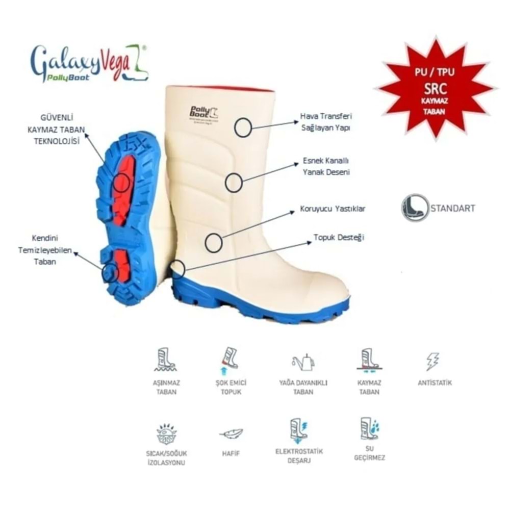 Polly Boot 2117 Galaxy Vega Avcılık,Balıkçılık,İnşaat,Çiftçilik ve Çok Amaçlı Boğazlı Çizme - NKT02117-haki-40