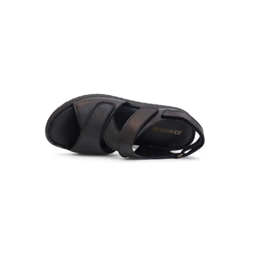 Konfores 2123 Ultra Hafif Esnek Tabanlı Hakiki Deri Tam Anatomik Kadın Sandalet - NKT02123-siyah-38