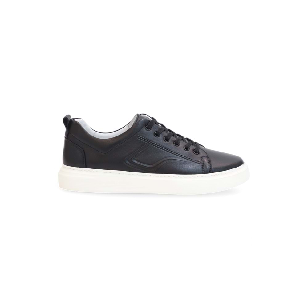 Konfores 2124 Hakiki Deri Anatomik Tabanlı Ultra Hafif Erkek Sneakers Ayakkabı - NKT02124-siyah-beyaz-43