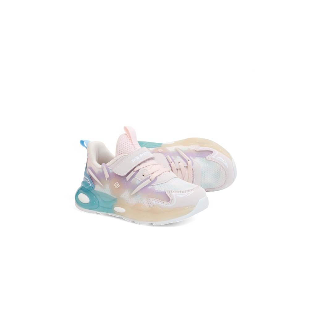 Kidessa 2130-1977 Pepino Anatomik Tabanlı Ultra Hafif Çocuk Unisex Günlük Işıklı Spor Ayakkabı - NKT02130-PUDRA-27