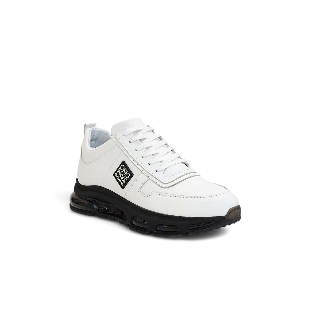 Konfores 2136 Hakiki Deri Anatomik Air Tabanlı Erkek Sneakers Ayakkabı - NKT02136-BEYAZ-42