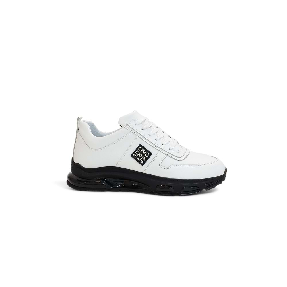 Konfores 2136 Hakiki Deri Anatomik Air Tabanlı Erkek Sneakers Ayakkabı - NKT02136-BEYAZ-42