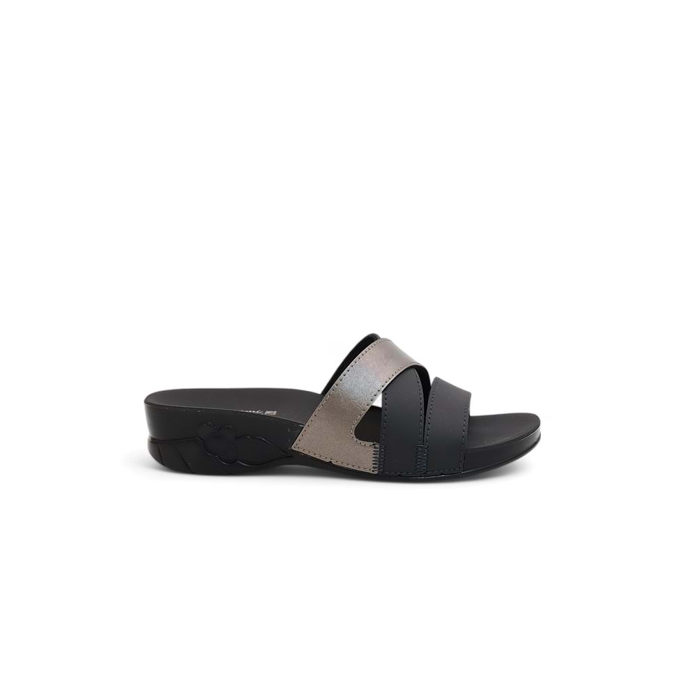 2137-Flora Anatomik Tabanlı Kadın Günlük Terlik - NKT02137-siyah-38