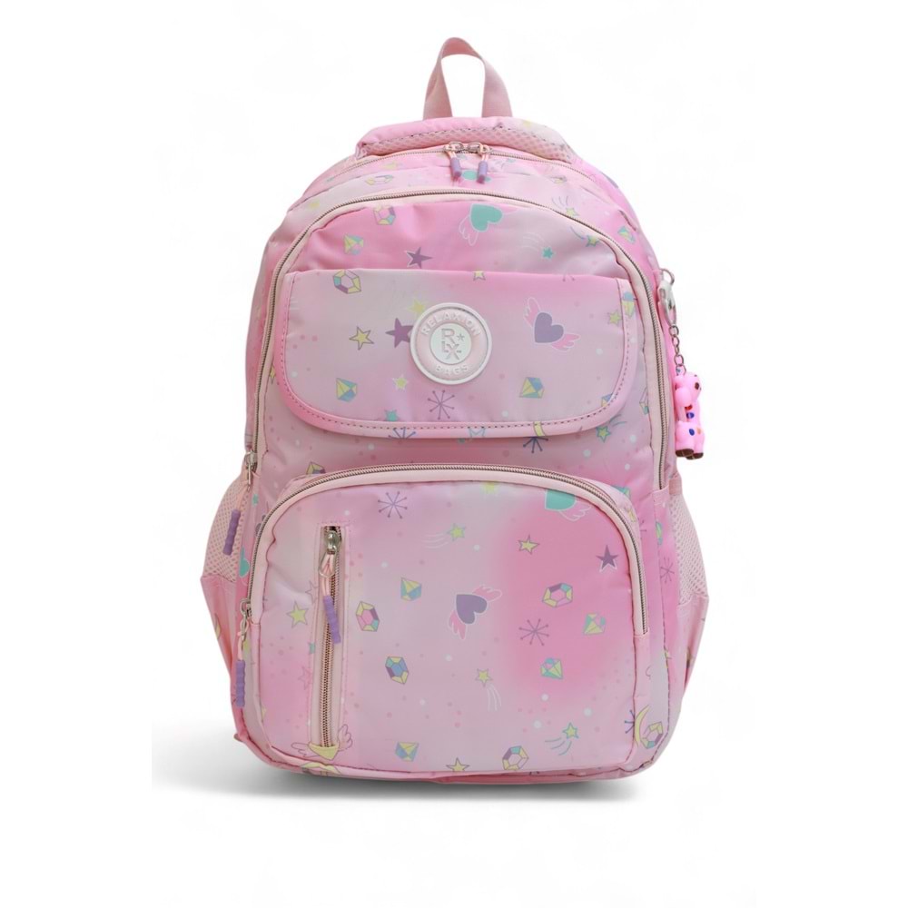 Relaxion 1390 Anatomik Sırt Yapılı Kız Çocuk Üçlü Set İlkokul Sırt Çantası - NKT02140-PEMBE-TEKEBAT
