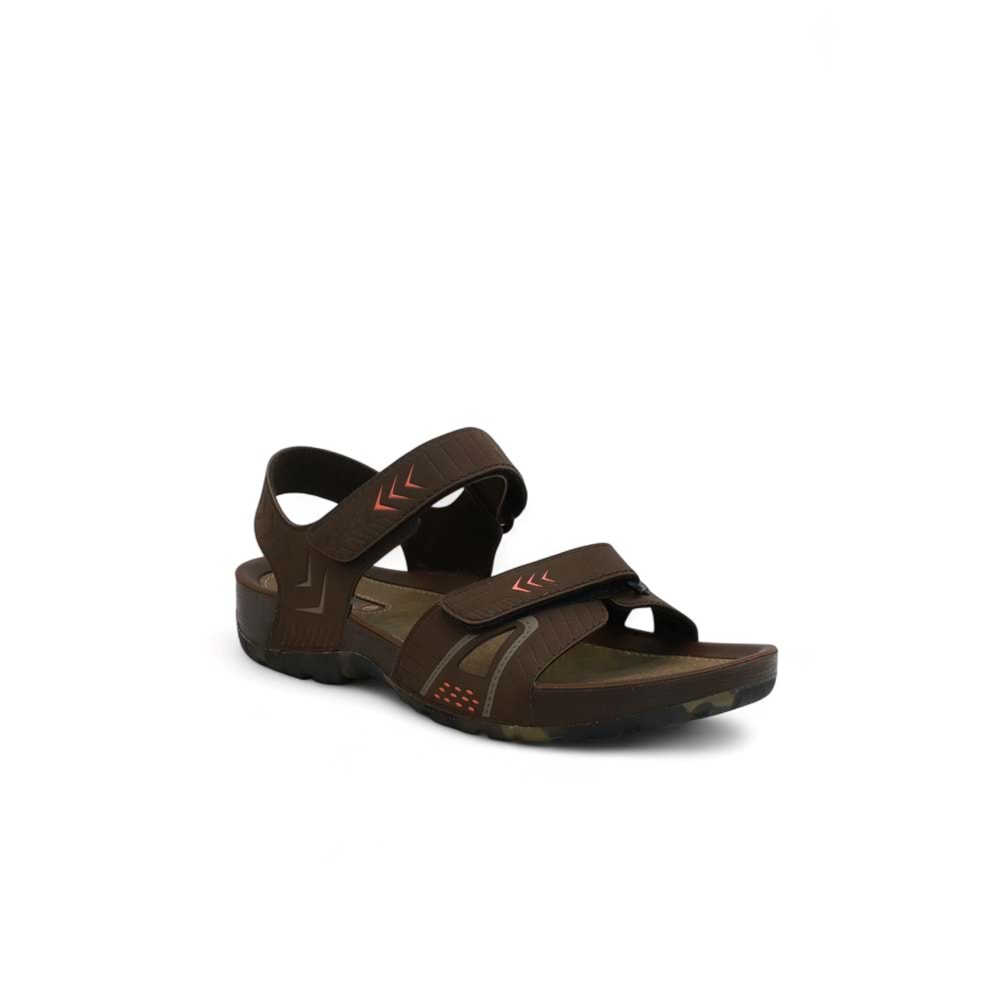 2145-9829 Tam Anatomik Bantlı Günlük ve Deniz,Havuz Gibi Islak Zeminler İçin Uyumlu Erkek Sandalet - NKT02145-kahverengi-44