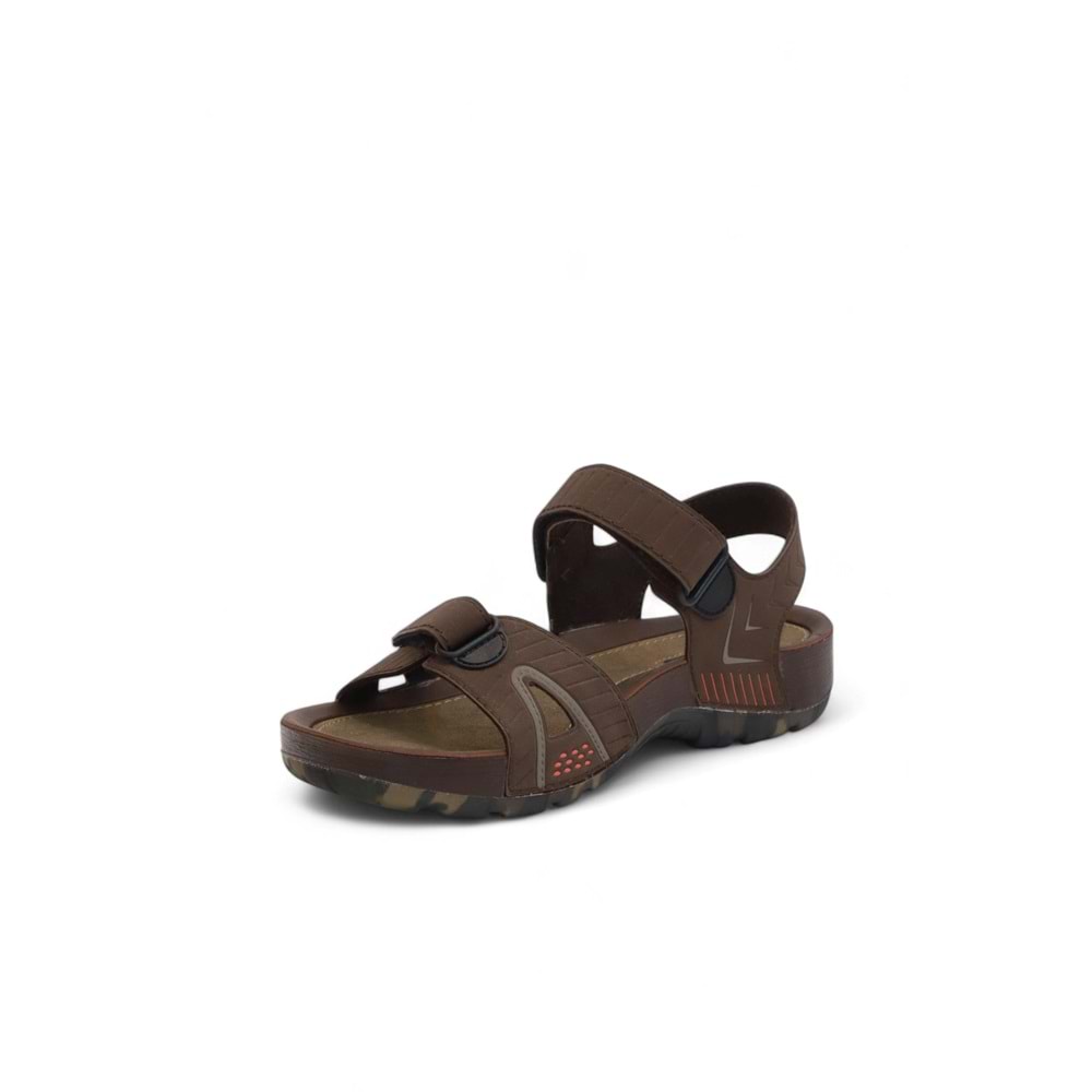 2145-9829 Tam Anatomik Bantlı Günlük ve Deniz,Havuz Gibi Islak Zeminler İçin Uyumlu Erkek Sandalet - NKT02145-kahverengi-44