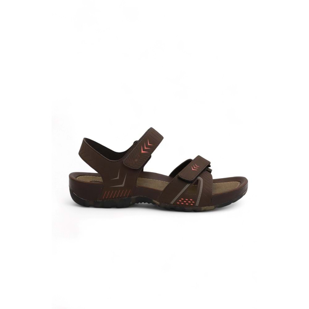 2145-9829 Tam Anatomik Bantlı Günlük ve Deniz,Havuz Gibi Islak Zeminler İçin Uyumlu Erkek Sandalet - NKT02145-kahverengi-44