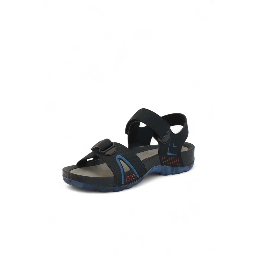 2145-9829 Tam Anatomik Bantlı Günlük ve Deniz,Havuz Gibi Islak Zeminler İçin Uyumlu Erkek Sandalet - NKT02145-siyah-44