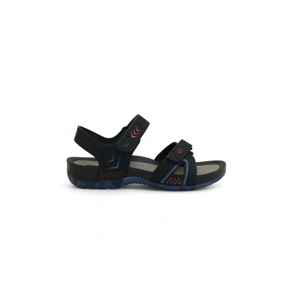 2145-9829 Tam Anatomik Bantlı Günlük ve Deniz,Havuz Gibi Islak Zeminler İçin Uyumlu Erkek Sandalet - NKT02145-siyah-44
