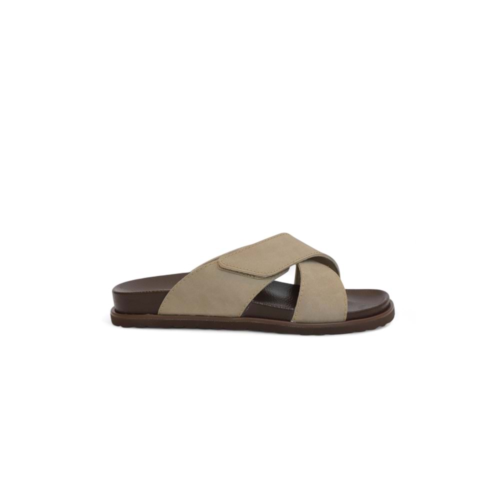 2147-9989-1 Tam Anatomik Günlük,Ofis,Spor,Havuz ve Tüm Islak Zeminler İçin Uyumlu Erkek Terlik - NKT02147-Kum-44