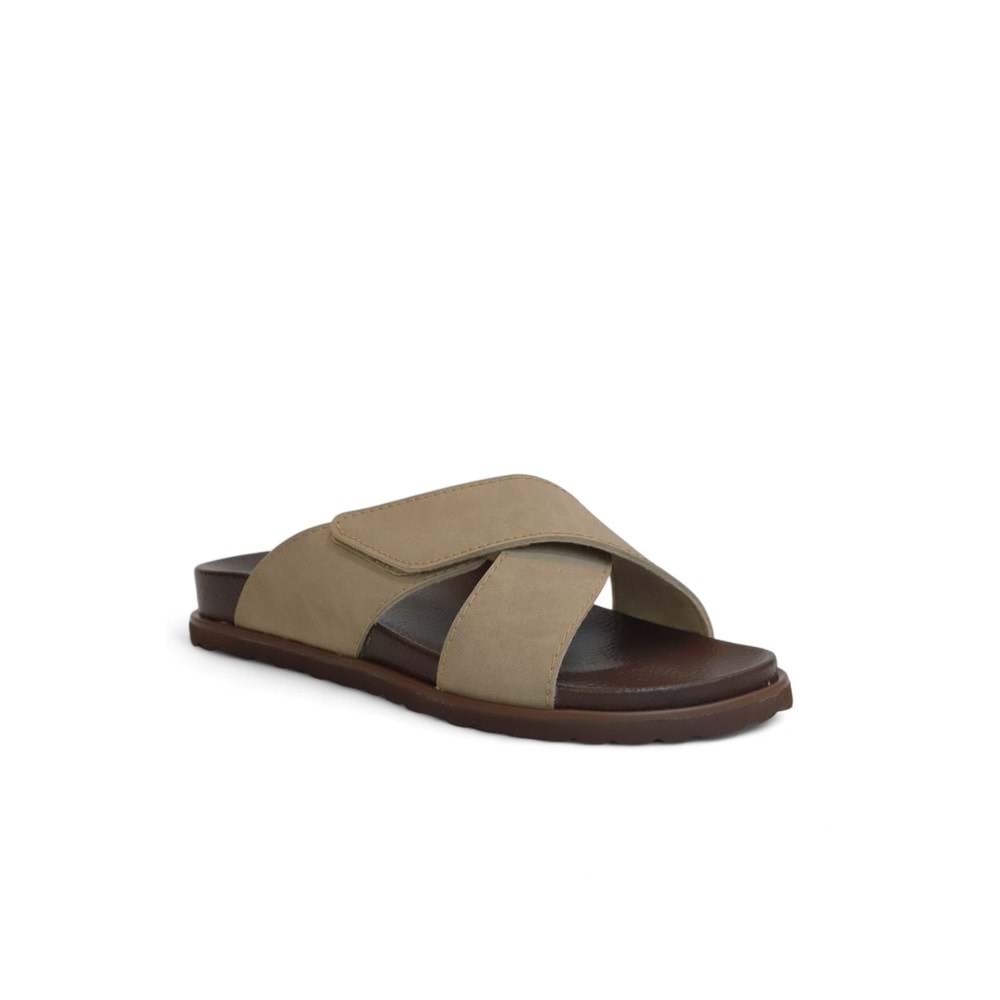 2147-9989-1 Tam Anatomik Günlük,Ofis,Spor,Havuz ve Tüm Islak Zeminler İçin Uyumlu Erkek Terlik - NKT02147-Kum-44