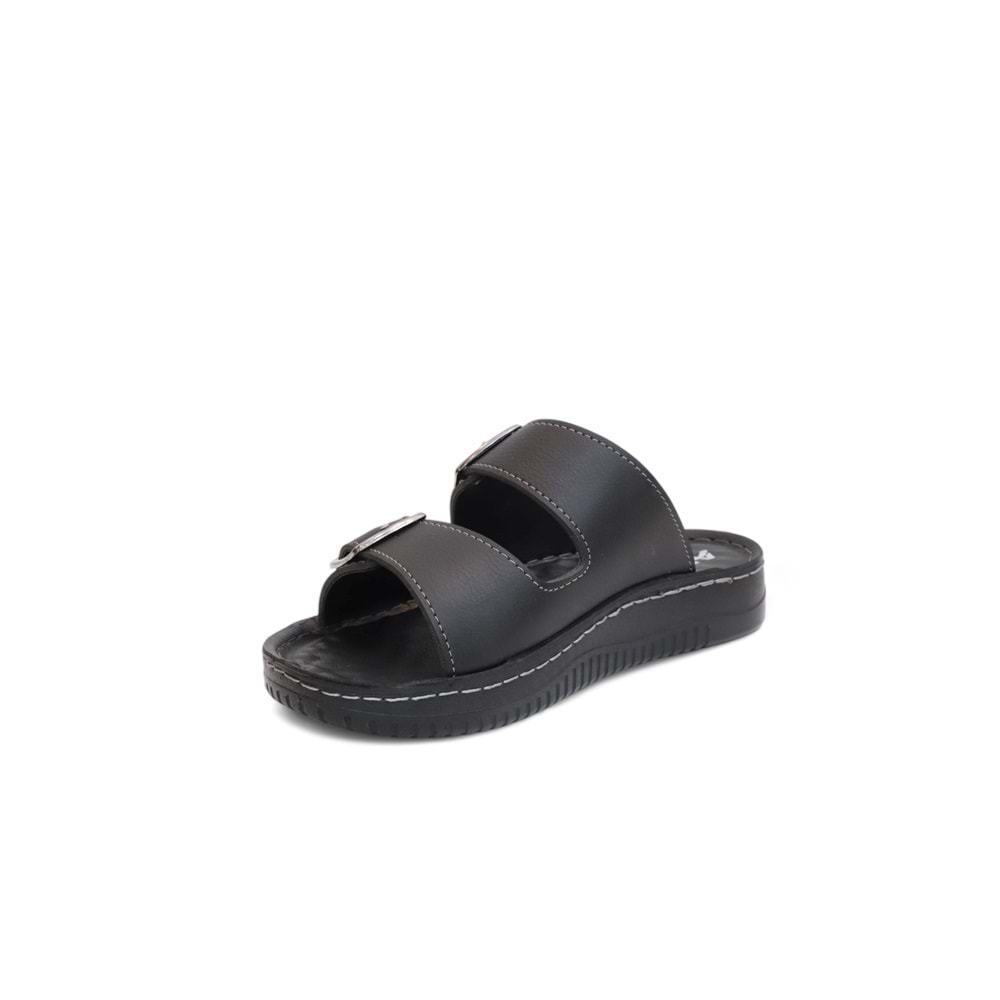 2156 Çift Tokalı Tam Anatomik Tabanlı Günlük,Umre ve Hac İçin Uyumlu Erkek Terlik - NKT02156-siyah-42