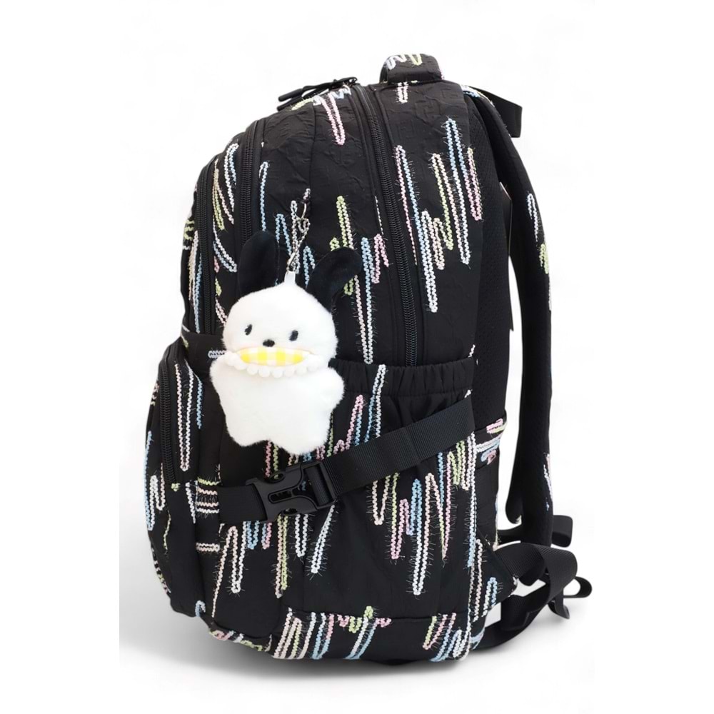 Relaxion 2173-1430 İthal Ürün Kız Çocuk Üçlü Set İlkokul Sırt Çantası - NKT02173-siyah-TEKEBAT