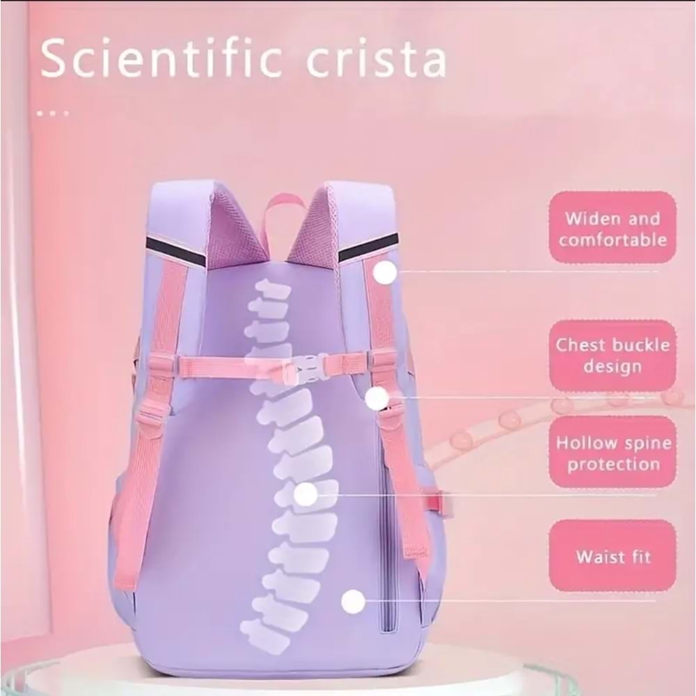 Relaxion 2175-1460 İthal Kore Tarzı Unisex Çocuk İlkokul Sırt Çantası - NKT02175-Gülkurusu-TEKEBAT